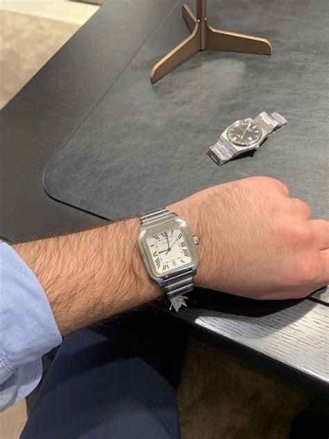 cartier santos large on wrist|cartier santos large vs medium.